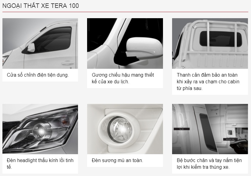 ngoại thất xe tải teraco 990kg Tera 100